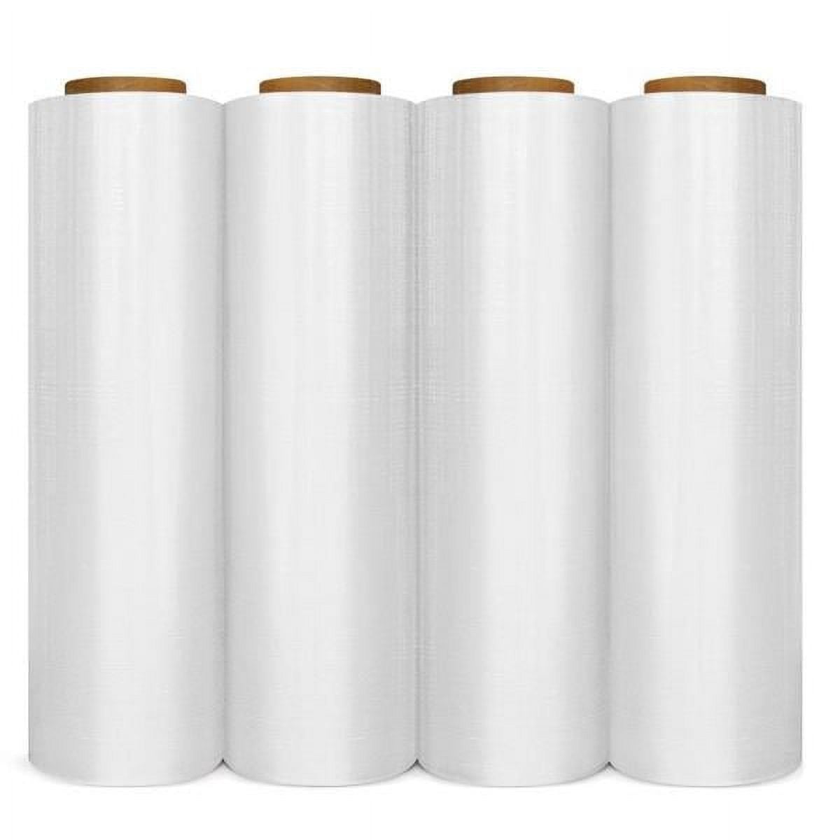 Pallet Wrap Stretch Film 18" x 1000' 80 Gauge - 4 Rolls Hand Roll Shrink Wrap for Moving, Shipping & Warehouse Use, Self-Adhering, Clear