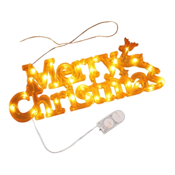 Letrero de neón de , placa de luces LED navideñas con cuerda colgante, letrero colgante para ventana para fiesta de Navidad, vacaciones, amarillo
