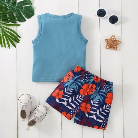 

TOWED22 Baby Girl Outfit Baby Girls Short Sleeve Rainbow Romper Bodysuit Leopard Flared Pants Headband 3Pcs Summer Clothes Set Blue