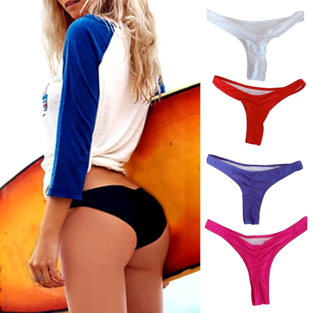 Cheers Swimming G-string Solid Color T-shaped Quick-drying Soft Bikini Panties for Daily Wear