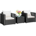 thumbnail image 1 of Patiojoy 3PCS Patio Rattan Furniture Conversation Set with 2 Cushioned Sofas & Coffee Table for Outdoor White, 1 of 10