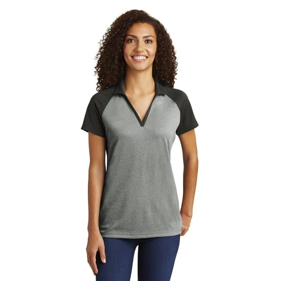 Sport-Tek Ladies PosiCharge RacerMesh Raglan Heather Block Polo. LST641