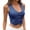 Dark Blue, variant on Womens Casual Waist-Defining Cropped V-Neck Jean Vest Solid Color Washed Denim Jacket with Rivets