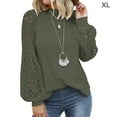 thumbnail image 2 of Sonducket Blusa de manga larga de encaje para mujer Camiseta de color sólido con cuello de encaje Prendas para la parte del cuerpo Verde XL, 2 of 6