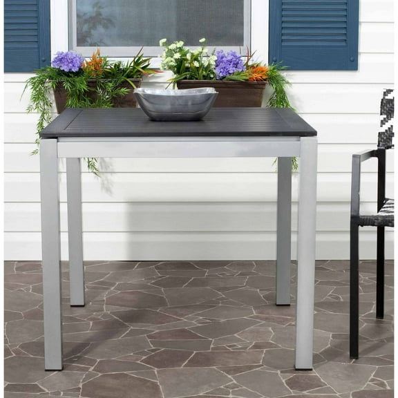 SAFAVIEH Onika Outdoor Patio Square Dining Table, Black/Grey