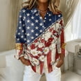 thumbnail image 2 of Domzest Womens Usa 250th Anniversary Shirt Patriotic V Neck Long Sleeve Butoon Down Shirt 4th Of July Graphic Tshirt Blue XL, 2 of 4