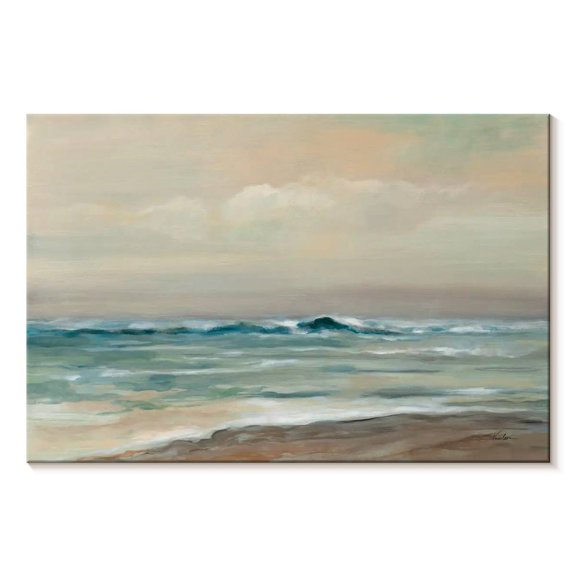 Elephant Stock Whispering Ocean Waves Wall Art - Horizontal Canvas Wall Art - Lobby Wall Decor - Wellness Canvas - Orange And Gray Decor By Silvia Vassileva - 30" x 20"