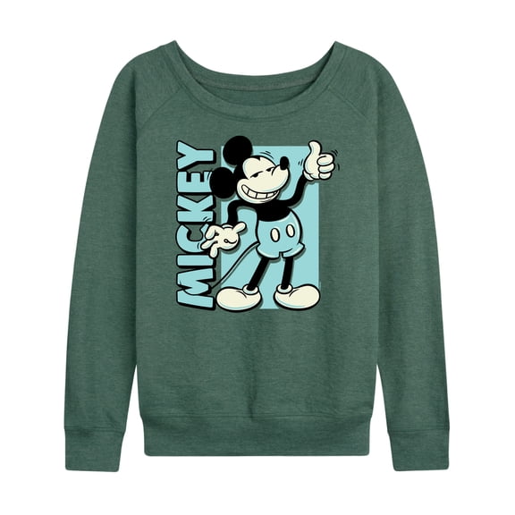 Mickey & Friends - Mickey Light Blue Vintage - Women's Lightweight French Terry Long Sleeve Shirt