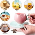 thumbnail image 4 of Taza de Café, Tazas de Cerámica, Juego Taza Tulipan y Platillo y Cuchara, Navidad, San Valentín, Día la Madre, Regalos Cerámica (Beige), 4 of 4
