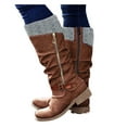 thumbnail image 3 of PEASKJP Womens Booties Zipper Pointed Toe Block Heel Chunky Knee High Boots, Brown 38, 3 of 5