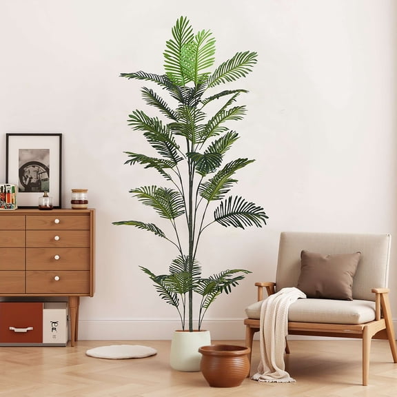 Christopher Knight Home 86" Artificial Palm Tree in Black Plastic Pot, Pre-Potted Faux Greenery Tree for Home Decor