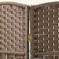 thumbnail image 6 of HOMCOM 4 Panel Room Divider, 6' Tall Folding Privacy Screen, Hand-Woven Freestanding Wood Partition for Home Office, Bedroom, Brown, 6 of 9