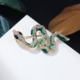 thumbnail image 4 of Broche de serpiente verde para Mujer joyería de moda con cristales de diamantes de imitación, 4 of 5