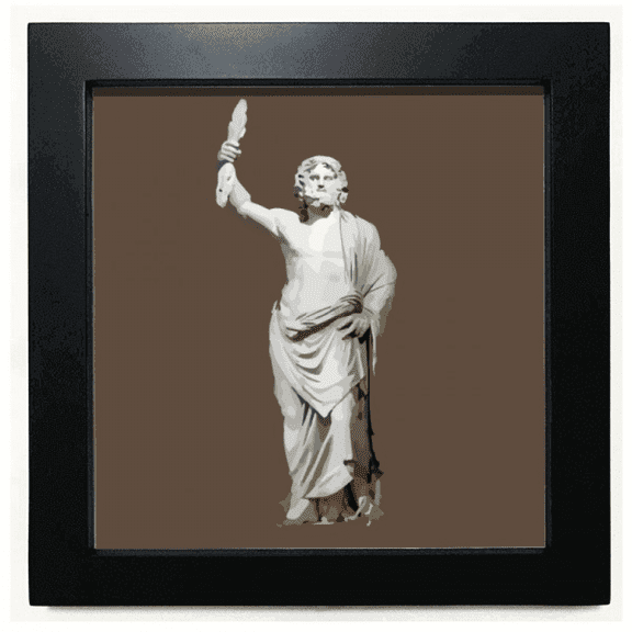 Idol Statue Thunder Sculpture Black Square Frame Picture Wall Tabletop