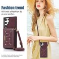 thumbnail image 4 of Nalacover Wallet Crossbody for Samsung Galaxy S22 Ultra Phone Case with Lanyard Strap Credit Card Holder, PU Leather Protective Handbag Purse Kickstand Bling Diamond Cover Women Girl, Wine Red, 4 of 10