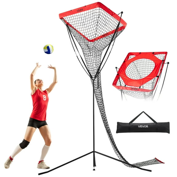 VEVOR Volleyball Setter Training Equipment, Angle and Height Adjustable Volleyball Trainer, Portable Practice Net with Steel Base, Carrying Bag, Indoor Outdoor Target Net for Serving Spiking Setting