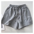 thumbnail image 1 of Pantalones cortos deportivos casuales ajustados de cintura alta para mujer, nueva versión coreana de pierna ancha suelta con cordón, 1 of 6