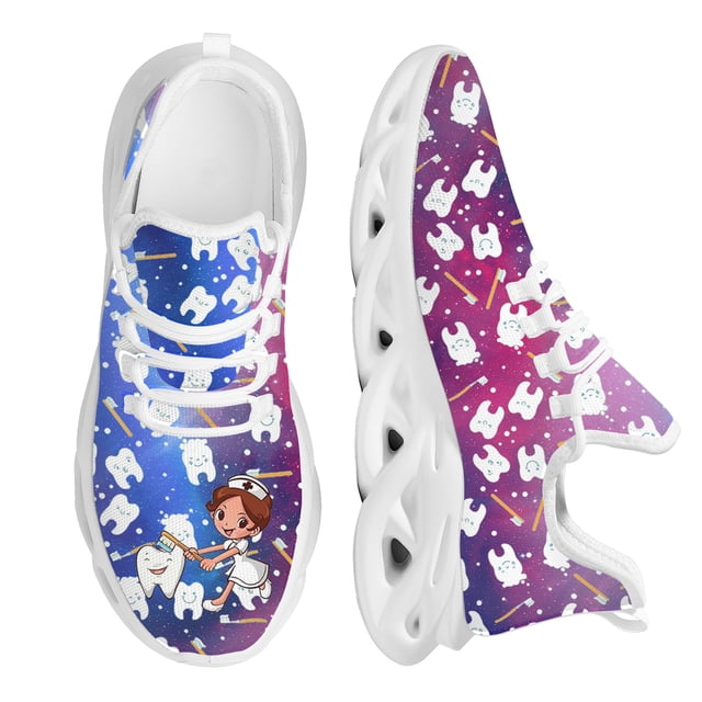 Zapatillas deportivas informales transpirables con estampado de enfermera y dientes kawaii para mujer , zapatillas de malla para mujer, tenis masculinos