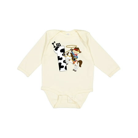 

Inktastic I m One-cowboy Riding Horse Birthday Gift Baby Boy Long Sleeve Bodysuit