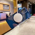 thumbnail image 5 of for iPhone 12 Case Magnetic Clear with Camera Lens Protector Full Protection MagSafe Electroplated Silicone Dust-Proof Net Shockproof Protective Case Cover 6.1 Inch - Blue, 5 of 11