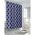 thumbnail image 3 of Navy Blue Shower Curtain, Moroccan Geometric Abstract Waterproof Shower Curtain Set with 12 Hooks Lightweight Washable Fabric Shower Curtains for Bathroom 72x78 Inches, 3 of 6