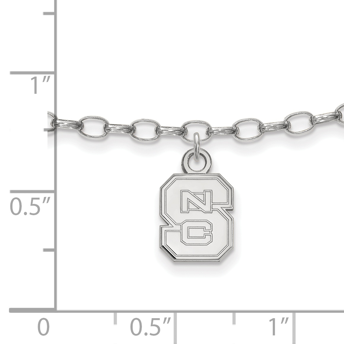 LogoArt Sterling Silver Rhodium-plated North Carolina State University Anklet - image 2 of 5