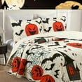 thumbnail image 3 of Twin/Full Size Halloween Themed Quilt Bedspread Set - Pumpkins, Black Cats, Bats, and Haunted Houses Pattern for Winter, 3 of 10