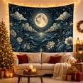 thumbnail image 3 of Celestial Moon Over Ocean Scene Mystical Boho for Home Decor Enthusiasts Ethereal Wall Art Christmas Gift Tapestry Wall Hanging for Bedroom and Living Room, 3 of 7