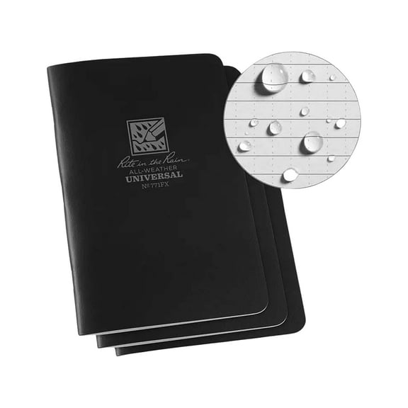 Rite in the Rain Notebook, Universal, 24 Sheets, Black, PK3 771FX