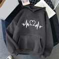 thumbnail image 6 of Pimelu Valentines Day Sweater Women Valentines Hooded Sweater for Women Fashion ECG Graphics Print Oversized Sweatshirts Ladies Long Sleeve Pullover Hoodies Tops with Pocket, 6 of 6
