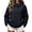 Black, variant on Hooded Waterproof Rain Jacket for Womens Leopard Print Full Zip Windbreaker with Pockets Lightweight Raincoat Adjustable Hood Cuffs Outdoor Outerwear for Hiking Travel Wet Weather Black 2XS