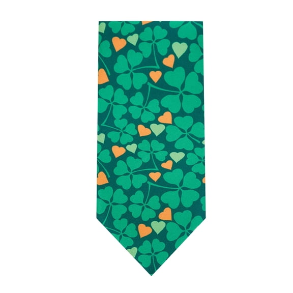 Jacob Alexander Men's Happy Saint Patrick's Day Four-Leaf Clover Hearts Pattern Regular Length Neck Tie - Green