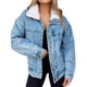 thumbnail image 3 of Chaqueta Vaquera Cálida para Mujer, Estilo Boyfriend, Tipo Camionero Azul L, 3 of 10