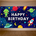 thumbnail image 7 of Outer Space Themed Happy Birthday Banner with Adorable Alien Rockets Planets and Stars Party Decoration Background for Birthday Parties Photography Props and Kids Celebrations, 7 of 7
