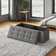 thumbnail image 2 of LEDREM 43" Foldable Storage Ottoman Bench with 660lb Capacity, Ottoman with Storage, Footrest, for Living Room, Bedroom, Dark Gray, 2 of 6