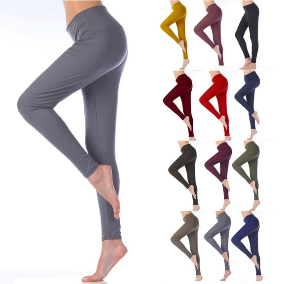 Jinhomg High Waist Leggings for Women Solid Color Slim Fit Stretch Yoga Pants Lightweight Breathable Workout Athletic Leggings 90 off Clearance Sale Army Green S