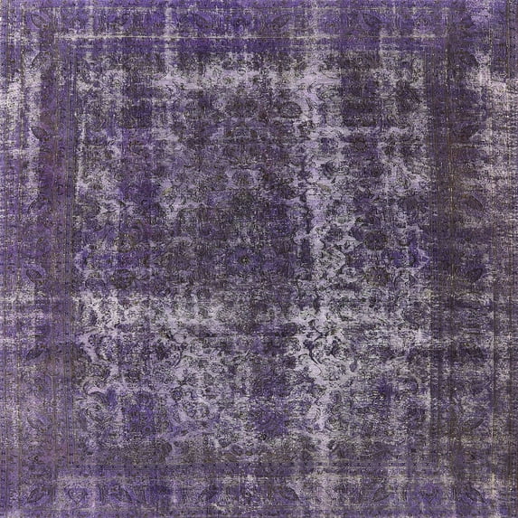Ahgly Company Indoor Square Mid-Century Modern Purple Persian Area Rugs, 7' Square