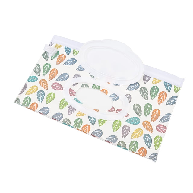 Portable Wipes Dispenser, Baby Wipes Bag Reusable Leaf Pattern Pull Out Type with Zip for Home