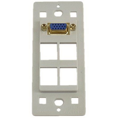IEC WDH661344 White Decora Insert with One VGA and Four Keystone