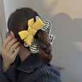 thumbnail image 3 of Bright yellow cotton filled bow hair band striped ruffled hair rope Korean fashion versatile hair accessories  new headband, 3 of 5
