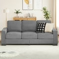 thumbnail image 3 of Lunale 83" Velvet Sofa with Cup Holders, Modern 3-Seater Couch for Living Room, Apt., Gray, 3 of 11