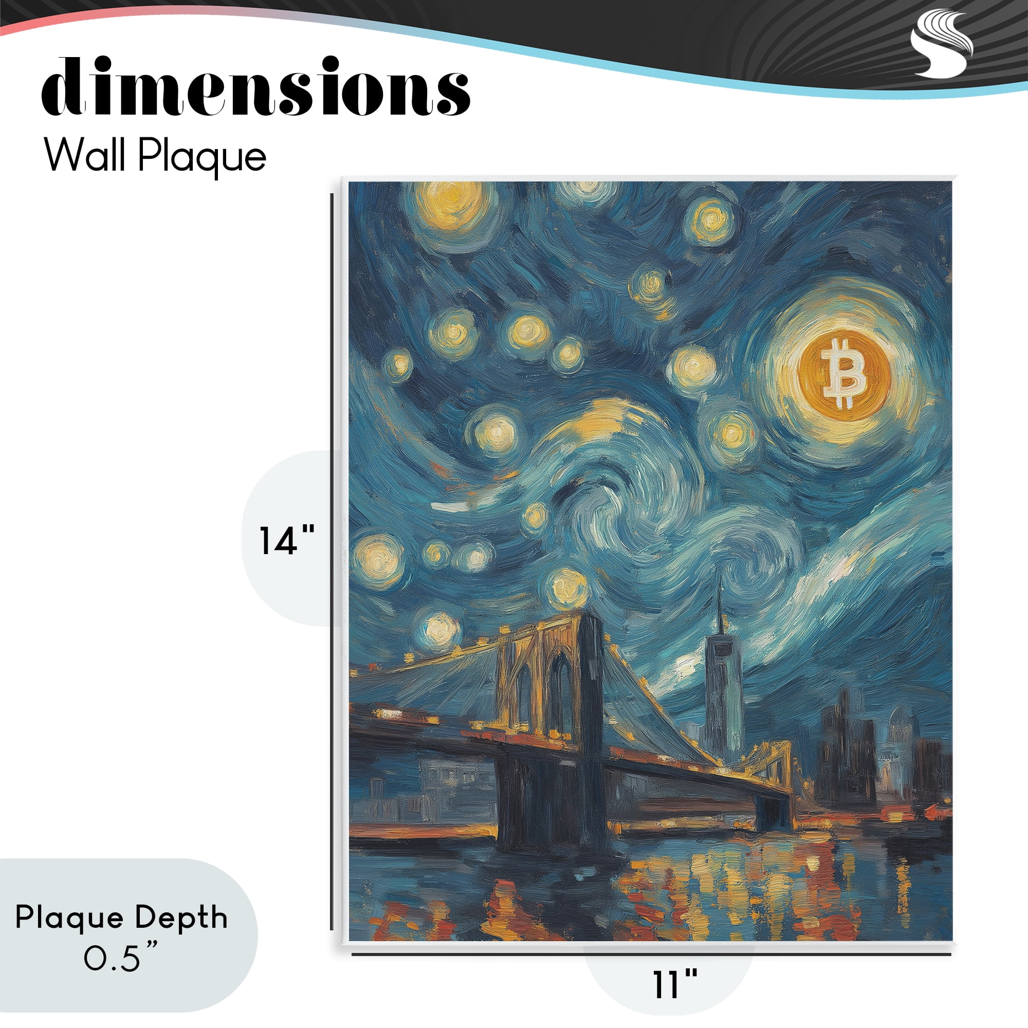 Stupell Industries Iconic Blockchain Moonlight Wall Plaque Art, design by Svetlana Aleynikova