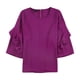 thumbnail image 2 of Alfani Blusa con volantes y cremallera trasera para mujer, rosa, grande Alfani  con volantes, 2 of 2
