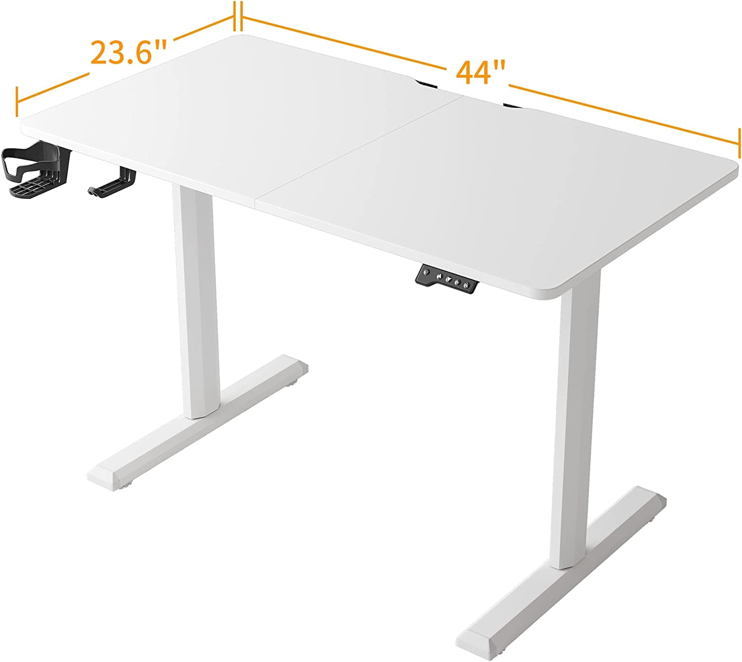 FEZIBO 44 x 24 Inches Standing Desk, Height Adjustable Electric Standing Desk, Stand up Table, Sit Stand Home Office Desk with Splice Board, White