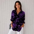 thumbnail image 4 of Nyfairy Plus Size Women's Halloween Print Long Sleeve Button Down Casual Shirt, 4 of 5