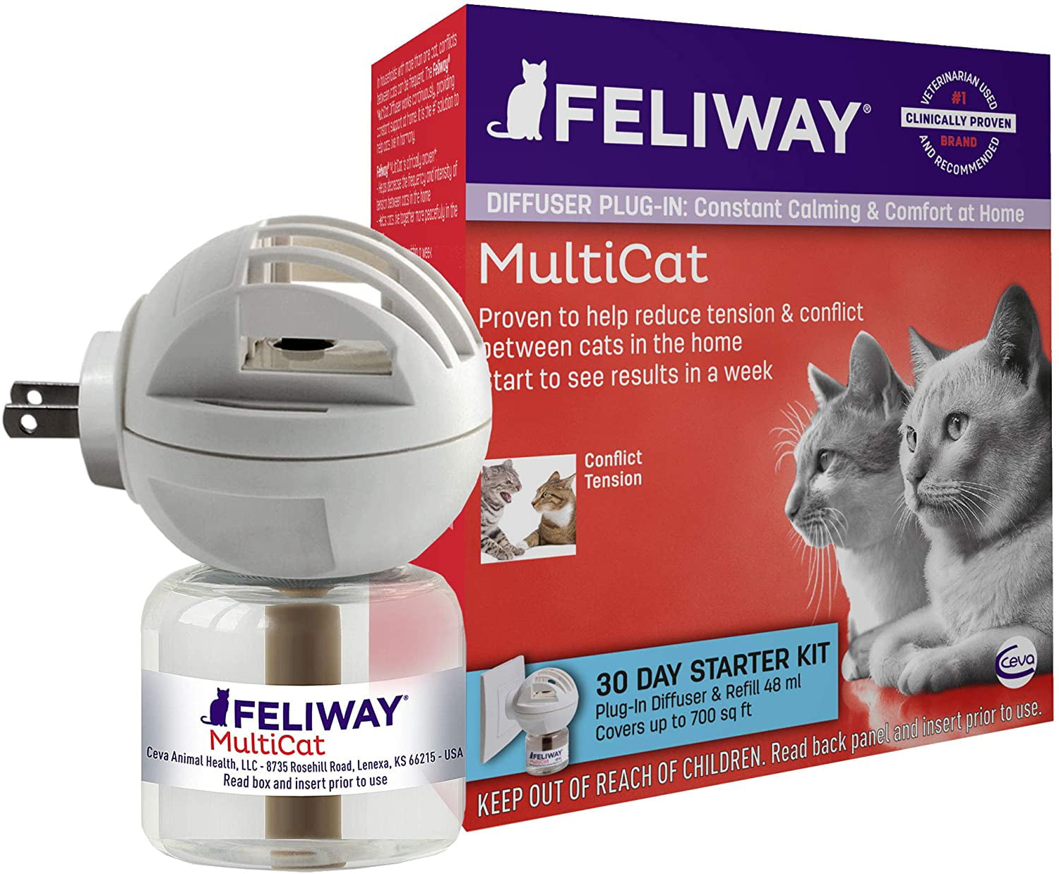 Feliway MultiCat Calming Diffuser Kit (30 Day Starter Kit), Vet