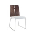 thumbnail image 2 of Lauren Dining Chair. Natural Walnut veneer Black Faux Leather. Metal frame with brushed nickel, 2 of 2