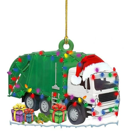 

Christmas Tree Wood Decor Truck Steamship Excavator Fire Truck Jeep Hanging Pendant for Family Holiday Xmas Party Gift