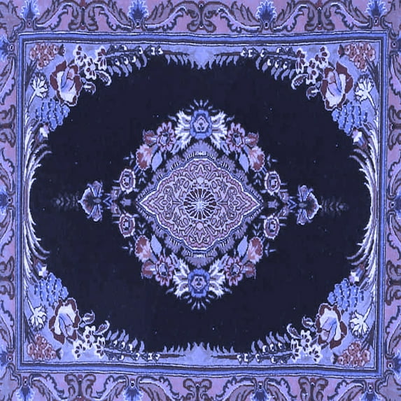 Ahgly Company Indoor Square Medallion Blue Traditional Area Rugs, 6' Square