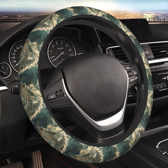 Steering Wheel Cover Anti-Slip Elastic Car Protective Universal 15 Inch Fit for Vehicles Auto SUVs , Dragon And Weed Vintage